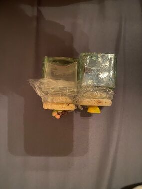 Glass Square with Cork Stoppers - Green Glass